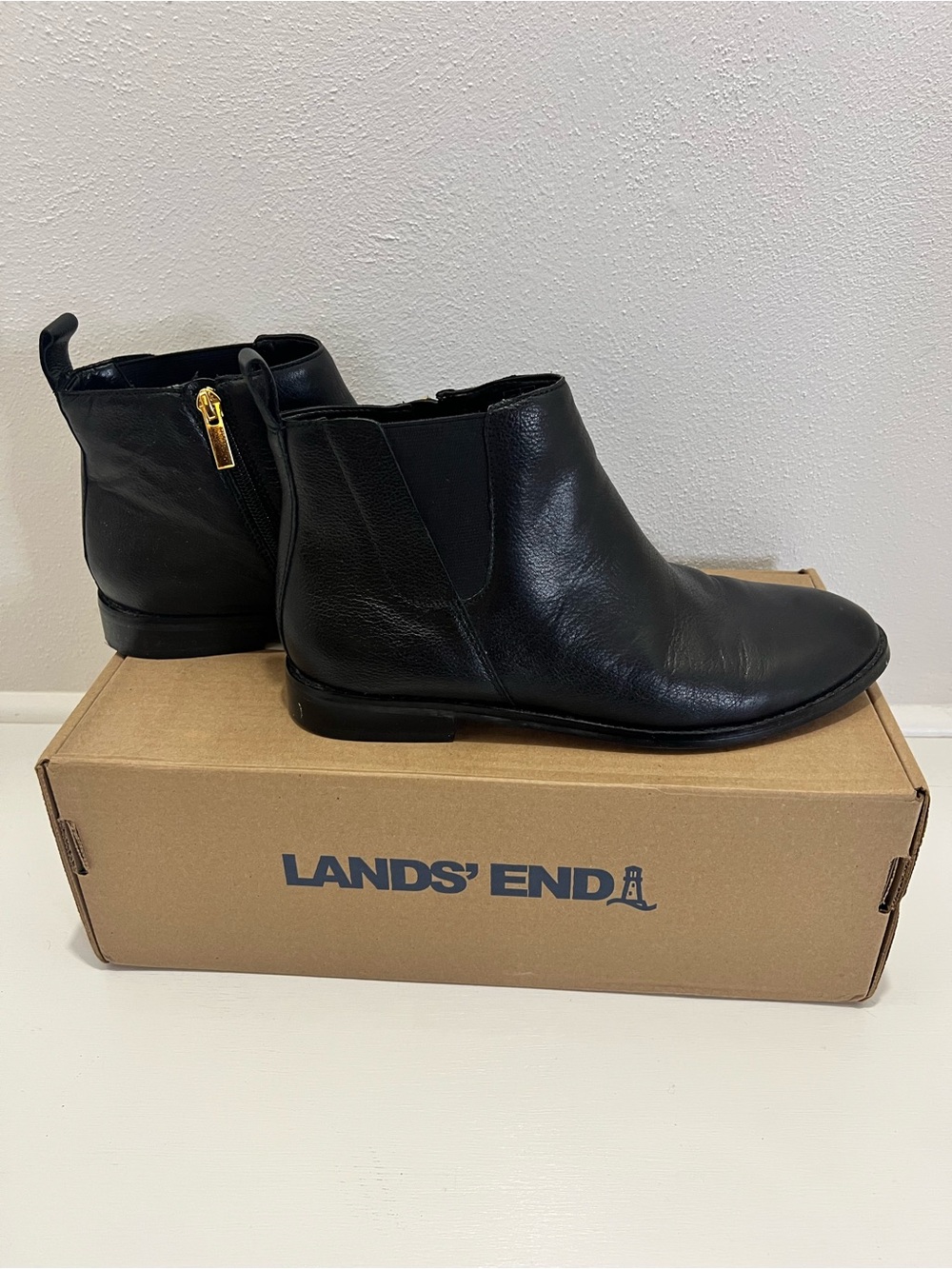 Lands' End: Leather Chelsea Ankle Boots